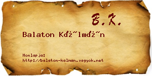 Balaton Kálmán névjegykártya